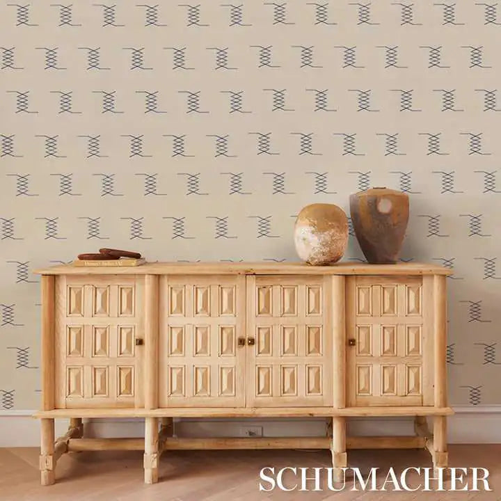 Schumacher Carta da Parati Kin Sisal Embroidery Deco Interni