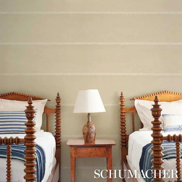 Schumacher Carta da Parati Checkered Stripe Sisal Deco Interni