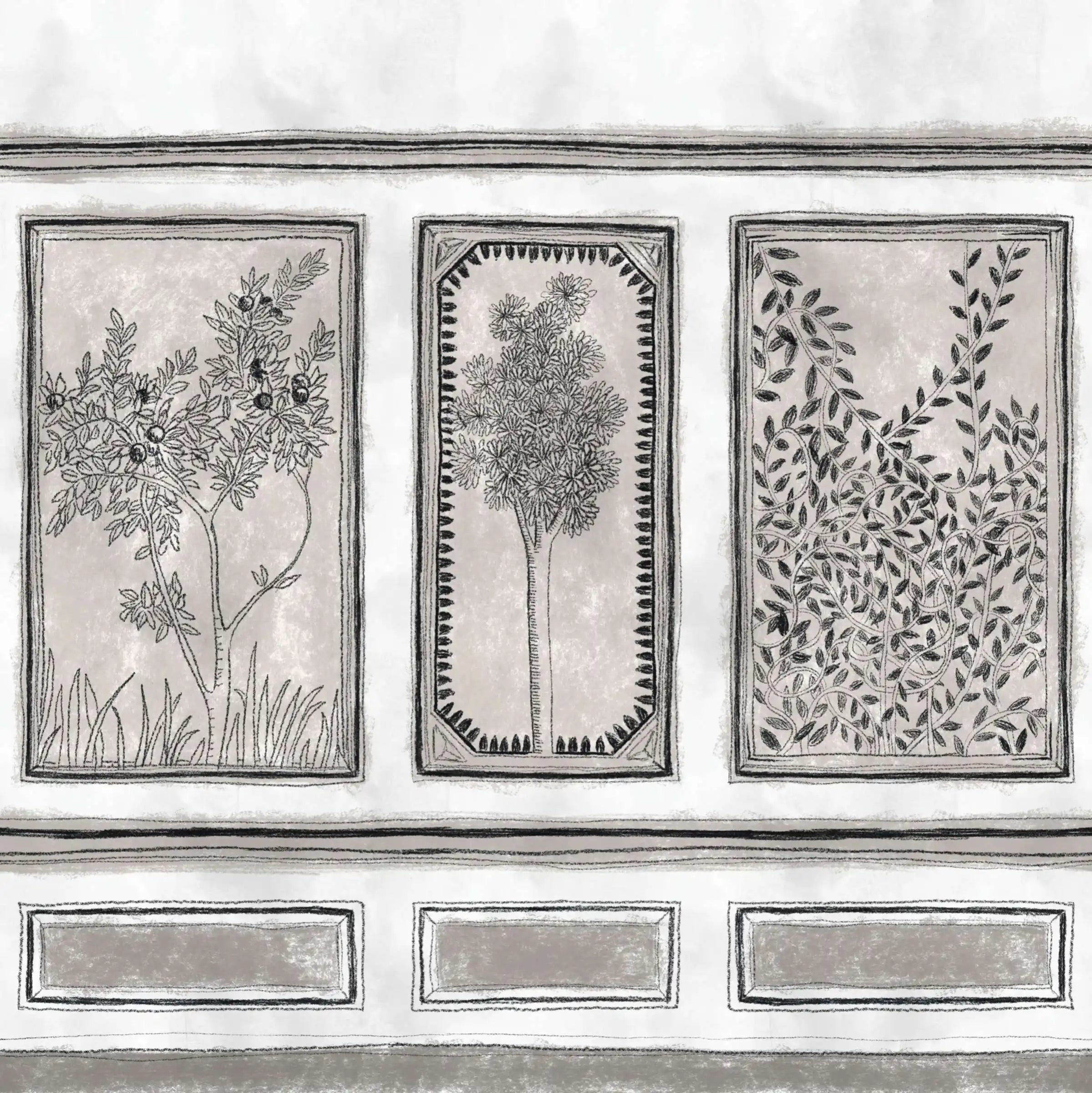 Carta da parati panoramica Ortigia - Disegno Poesie vegetale Elitis