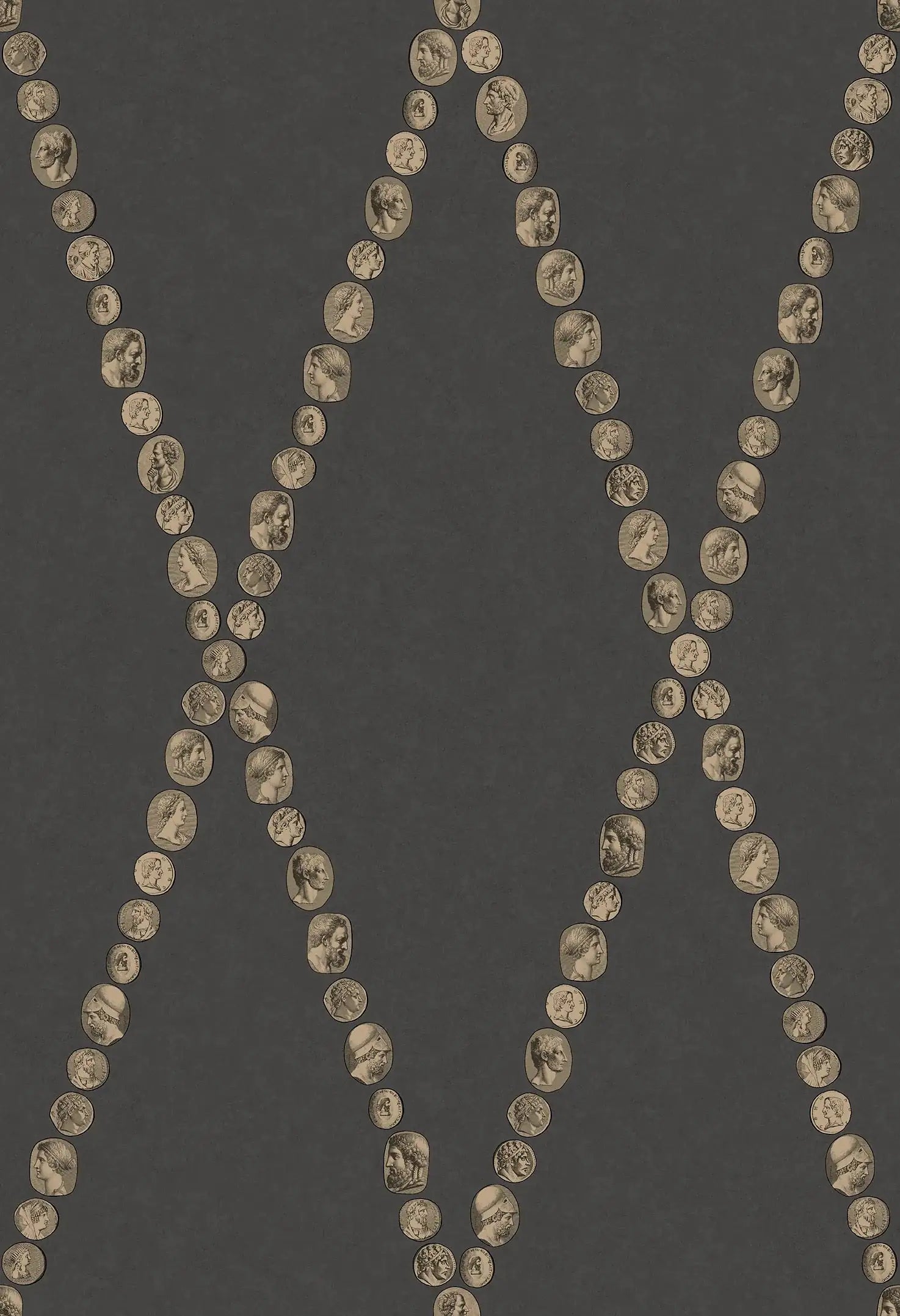 Carta da parati Cammei Gold on Charcoal Cole & Son