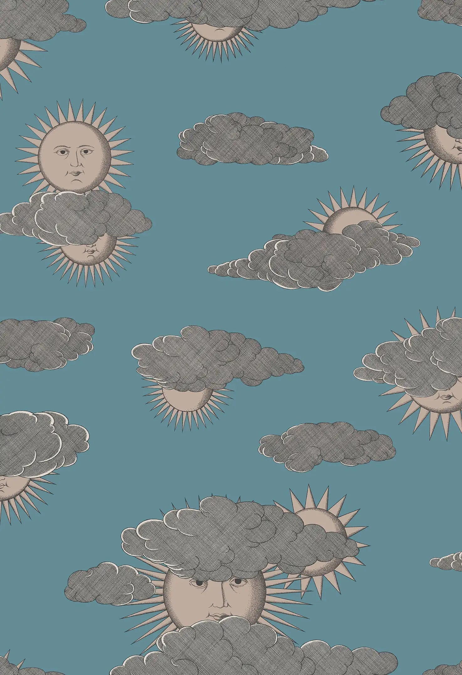 Carta da parati Soli e Nuvole Teal and Rose Gold Cole & Son