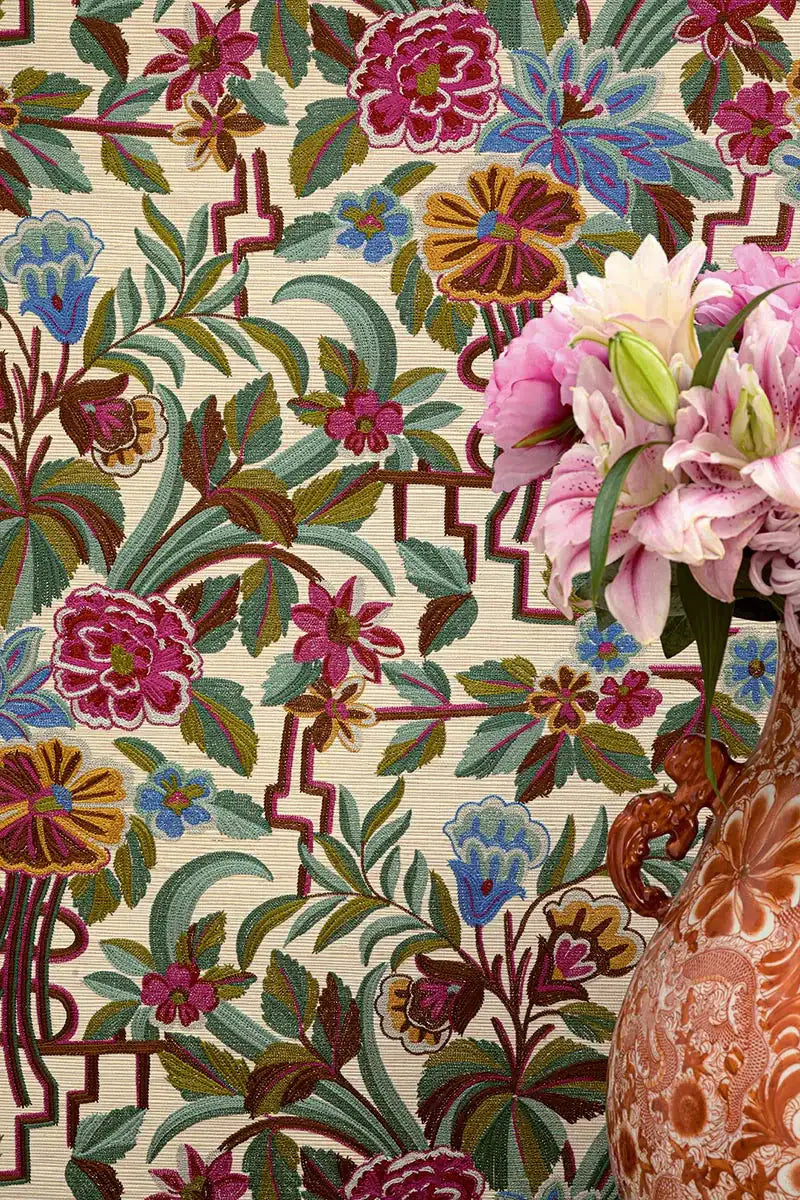 carta da parati pierre frey con fiori giapponesi