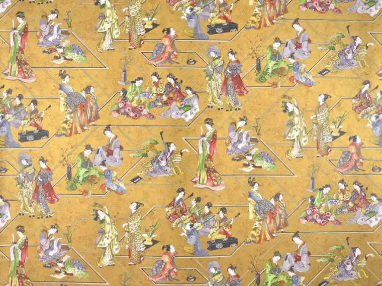 Carta da parati con scene di vita giapponesi