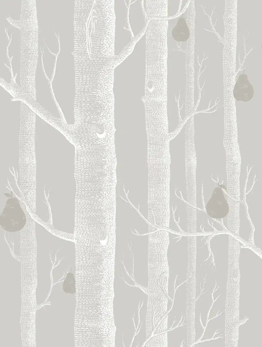 Carta da parati Woods & Pears Bianco e Soft Grey Cole & Son
