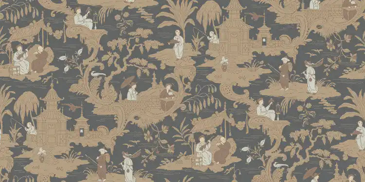 Carta da parati Chinese Toile Spice on Soot Cole & Son