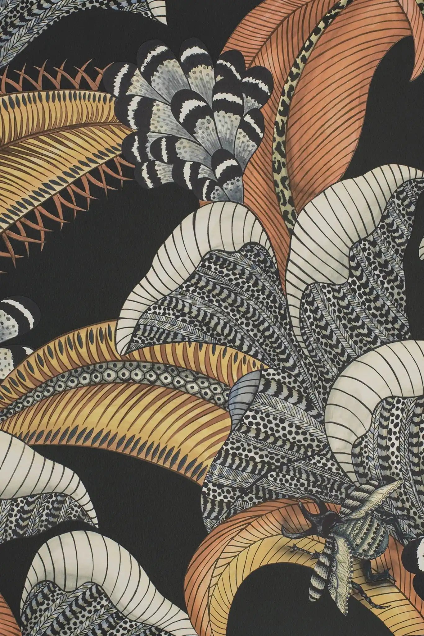 Carta da parati Hoopoe Leaves Nero/Terra Cole & Son