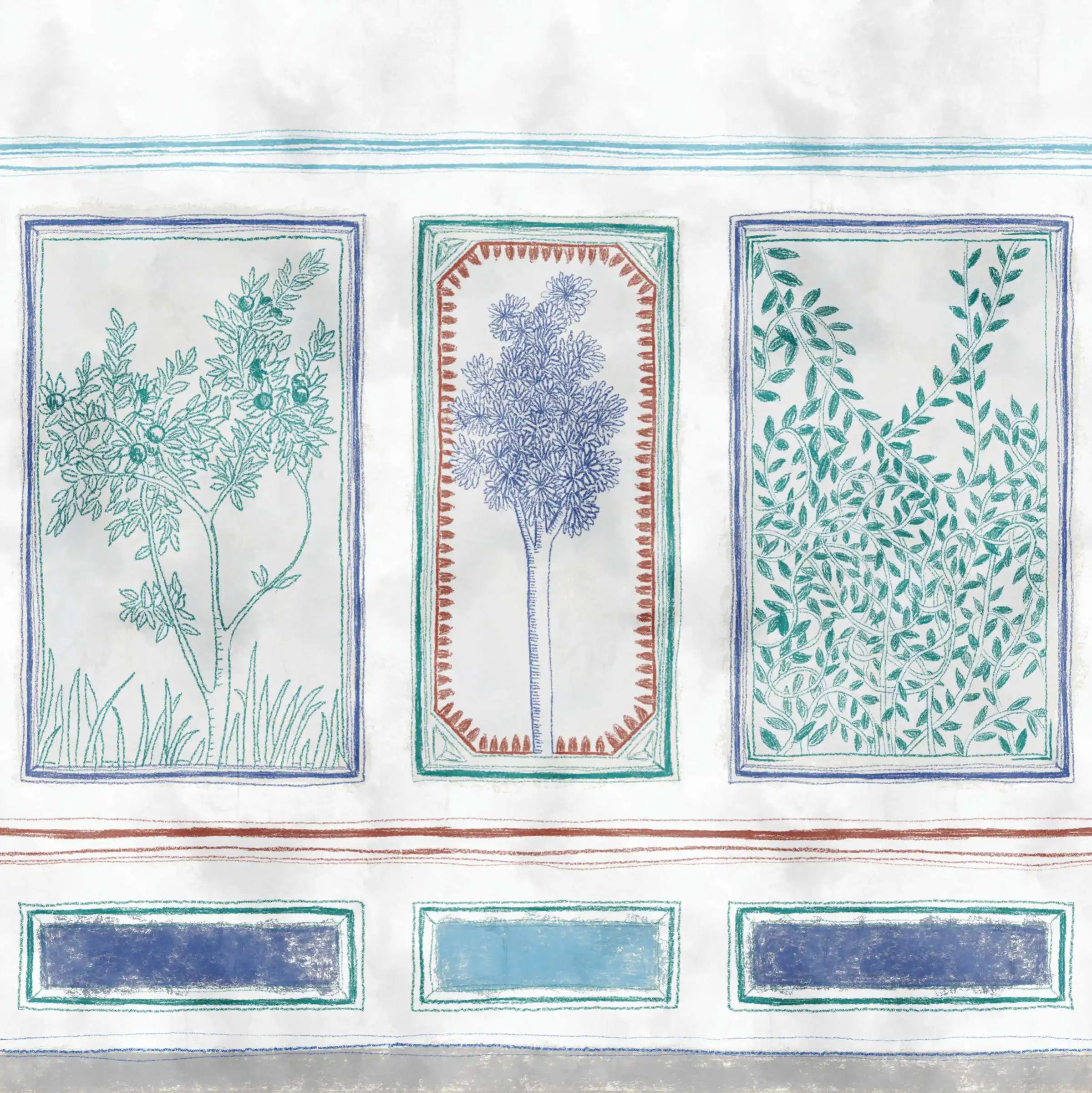 Carta da parati panoramica Ortigia - Disegno Porcelaine de Antan Elitis