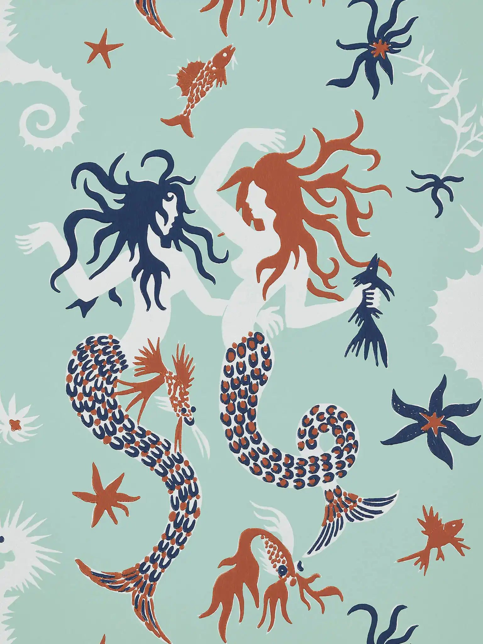 carta da parati con sirene Pierre Frey.