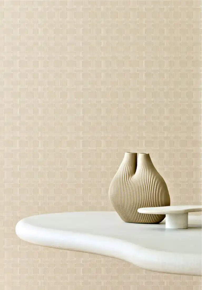 Weave di Arte Walls carta da parati in pelle in tinta unita con motivo geometrico.