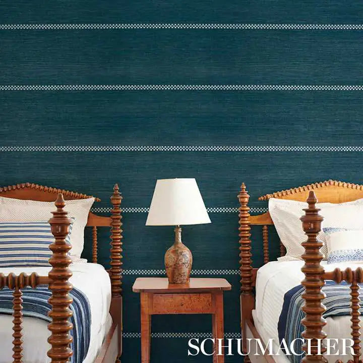 Schumacher Carta da Parati Checkered Stripe Sisal Deco Interni