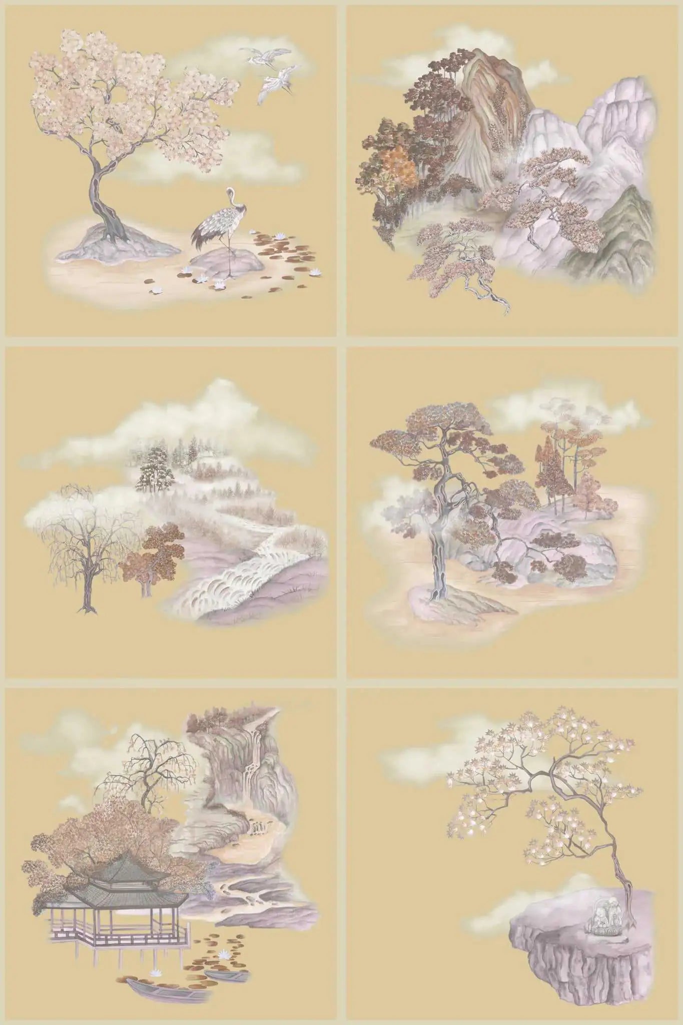 Cole & Son Carta da Parati Tile Toile - Gilded Deco Interni