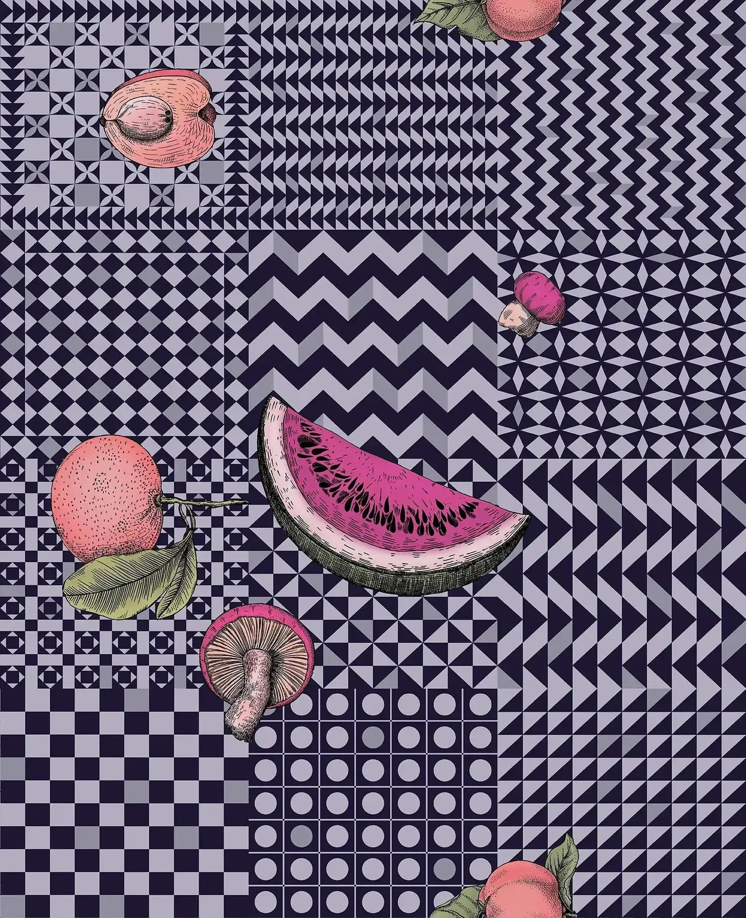 Carta da parati Frutta e Geometrico Magenda and Ink Cole & Son