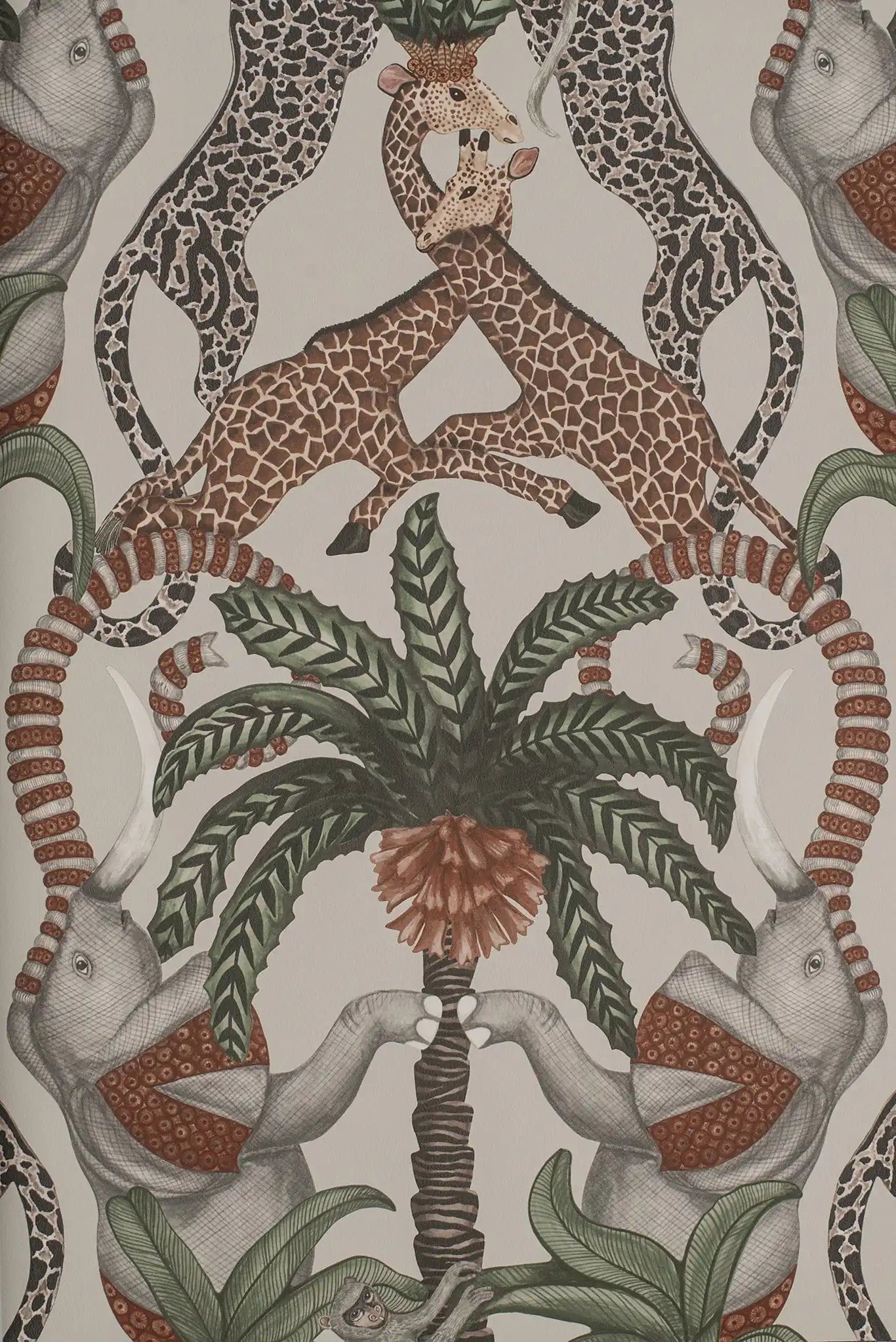 Carta da parati Safari Totem Crema/Verde Cole & Son