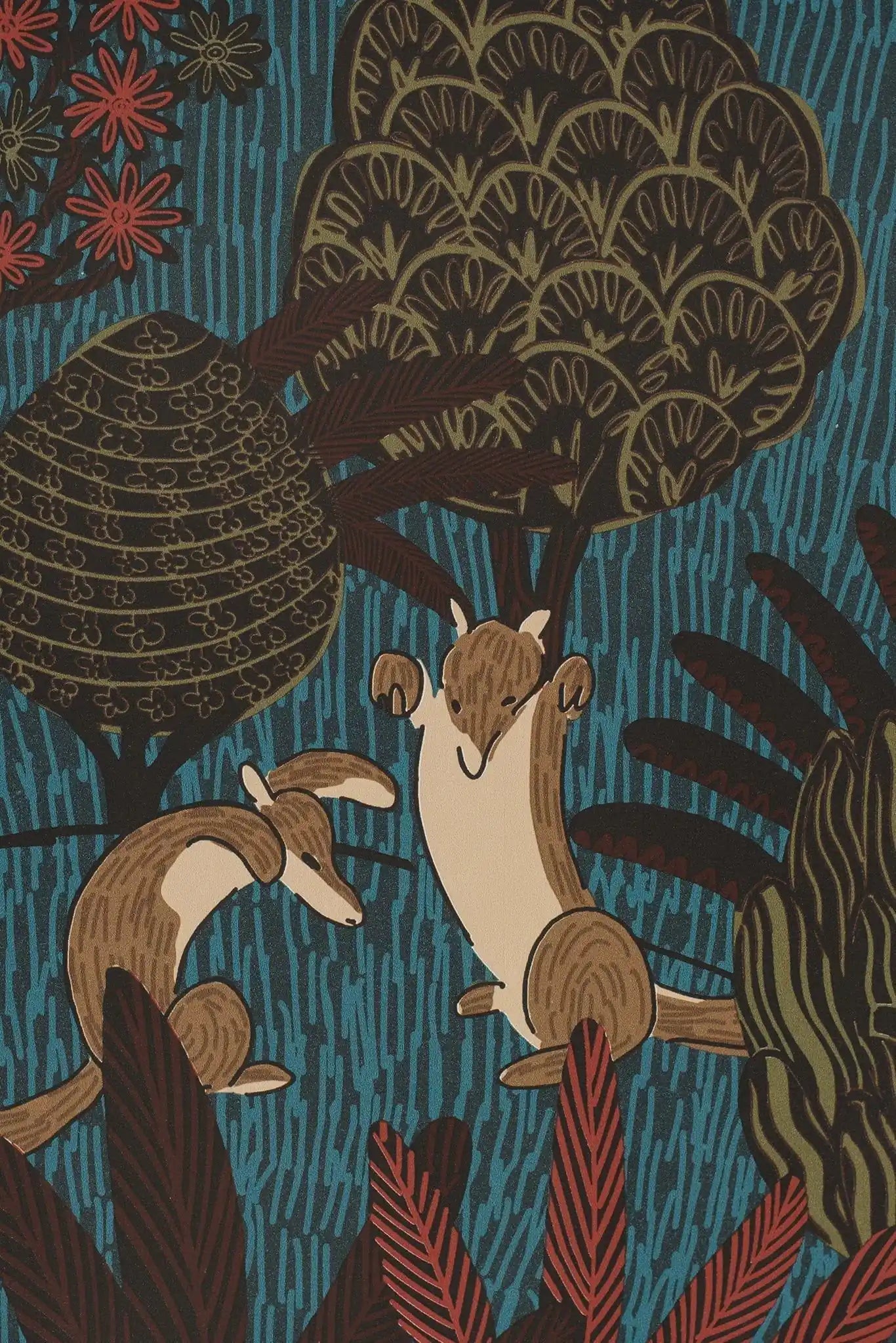 Carta da parati Renard & co Les oiseaux et le renard Elitis
