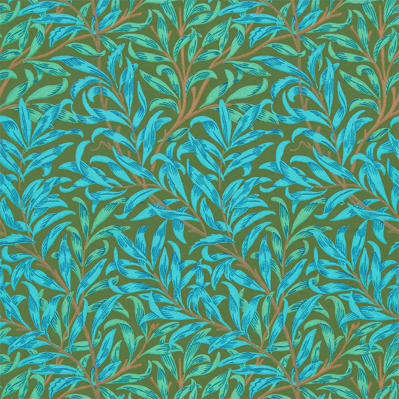 willow boughs olive/turquoise