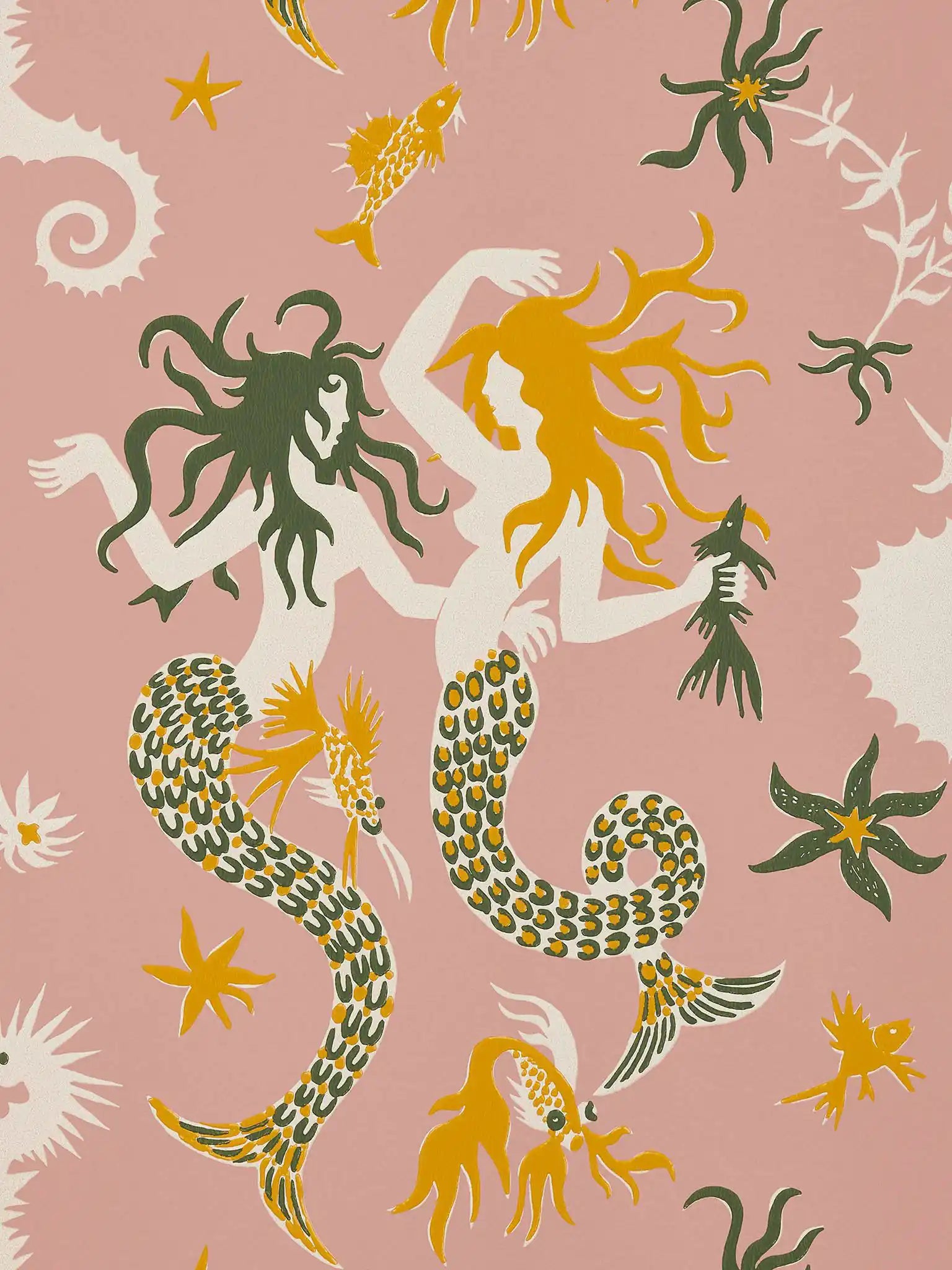 carta da parati con sirene Pierre Frey.
